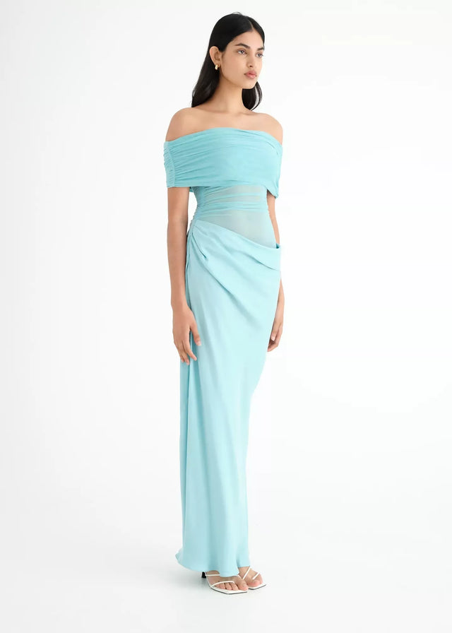 Benni Nico Off Shoulder Maxi Dress Aquamarine