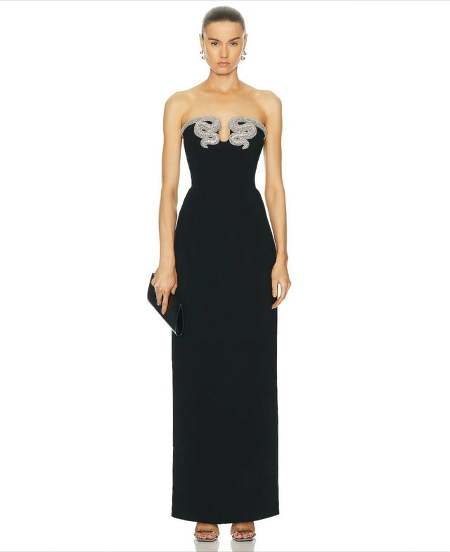 Rachel Gilbert Lukas Gown Black Silver Size 2/AU10