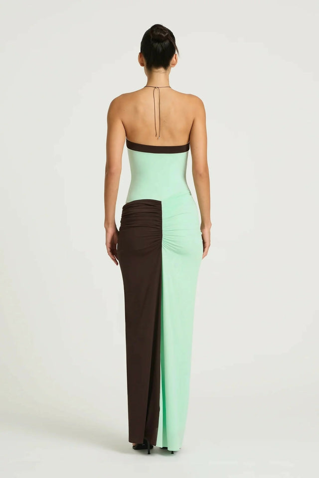 Benni Rumi Strapless Dress Aqua / Choc