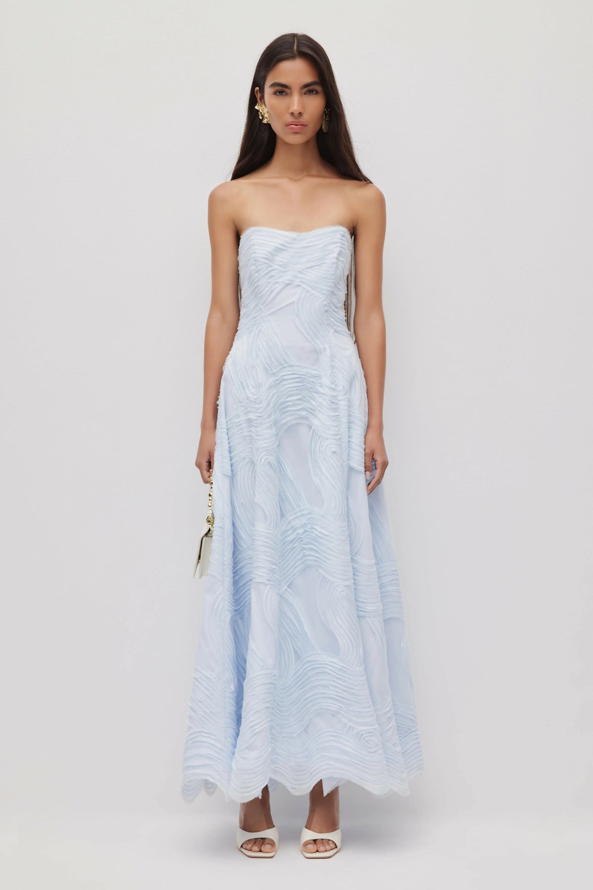 Aje Wave Gown in Pastel Blue – designer dress hire