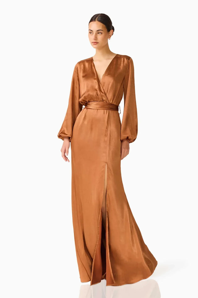 Elliatt Kai Long Sleeve Maxi Dress - Toffee Brown