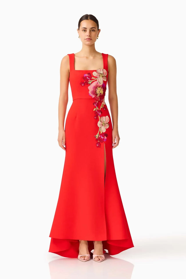Elliatt Fleurisca Embroidered Gown - Scarlet Red