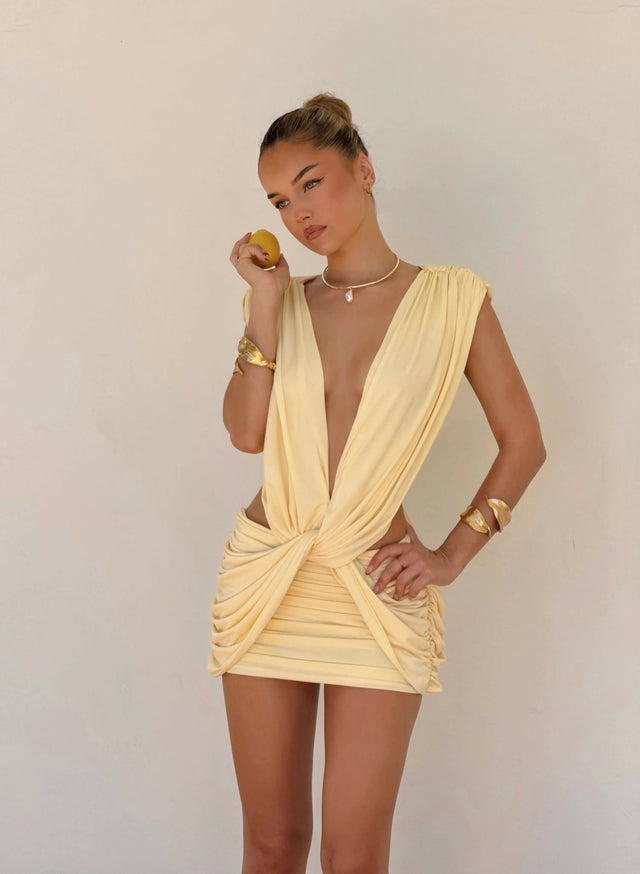 Vivienne Collection Lilou Dress Lemon Yellow Size 8 & 10