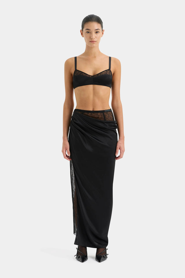 Sir the Label Dunya Draped Skirt & Bralette Set Black Size 0/ AU 6