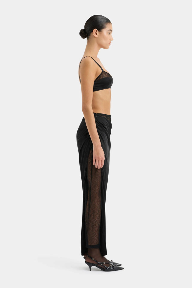 Sir the Label Dunya Draped Skirt & Bralette Set Black Size 0/ AU 6