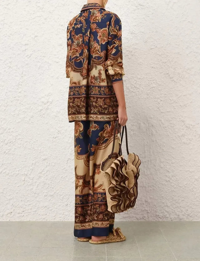 Zimmermann Aster Relaxed Shirt Size 0 and Pants Size 1 Set