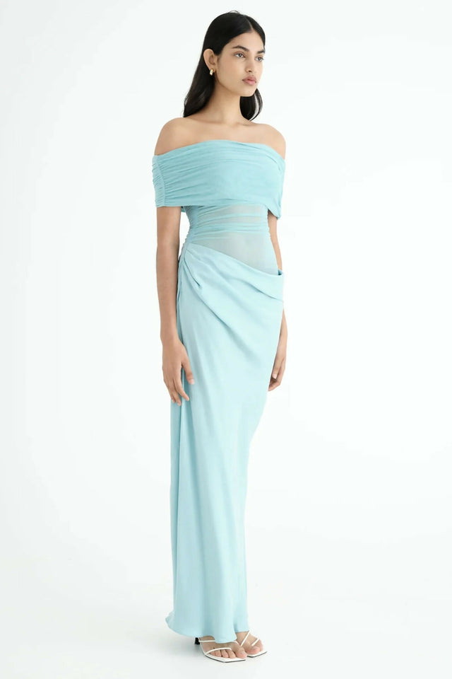 Benni Nico Off Shoulder Maxi Dress Aquamarine