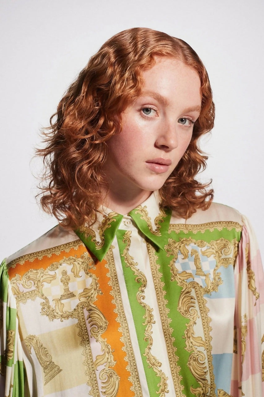 ALEMAIS Checkmate Silk Shirtdress Multi – view 2