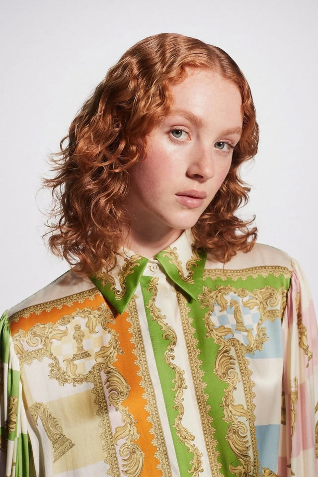 ALEMAIS Checkmate Silk Shirtdress Multi
