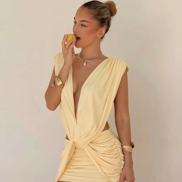 Vivienne Collection Lilou Dress Lemon Yellow Size 8 & 10