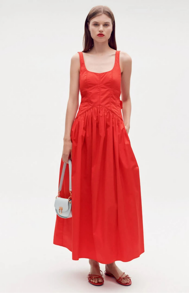 Oroton Tie Back Sundress Poppy Red
