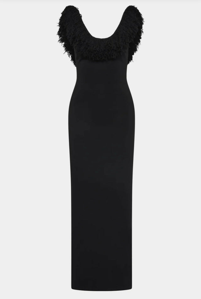 SIR Marcelline Fringe Gown Maxi Dress Black Size 1 / AU 8 & 0 / AU 6