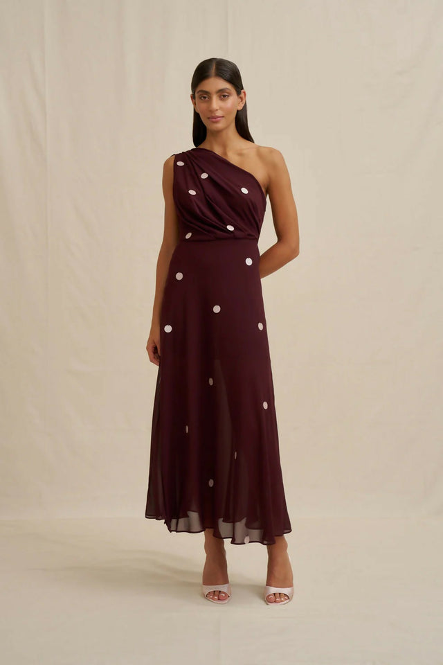 By Johnny Delia Drape Midi Dress - Wine Pink