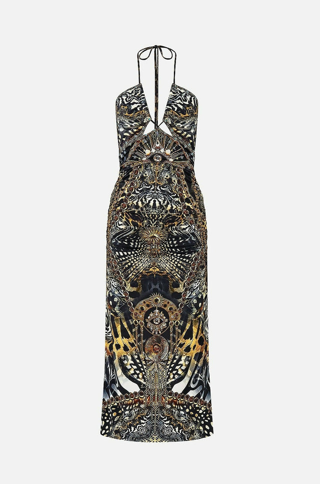 Camilla Cut Out Sleeveless Jersey Halter Neck Dress