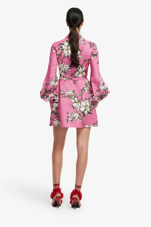 Leo Lin Luminous Linen Mini Dress in Pink Magnolia