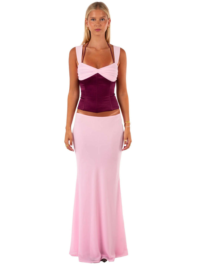 I am Delilah Scarlett Corset Top and Maxi Skirt Set
