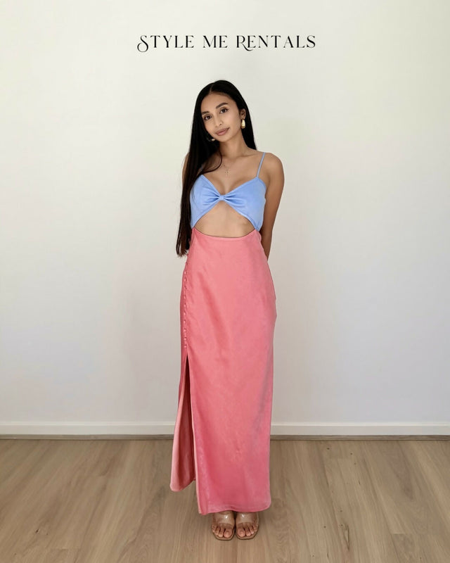 San Sloane Alona Midi Dress Pink and Blue