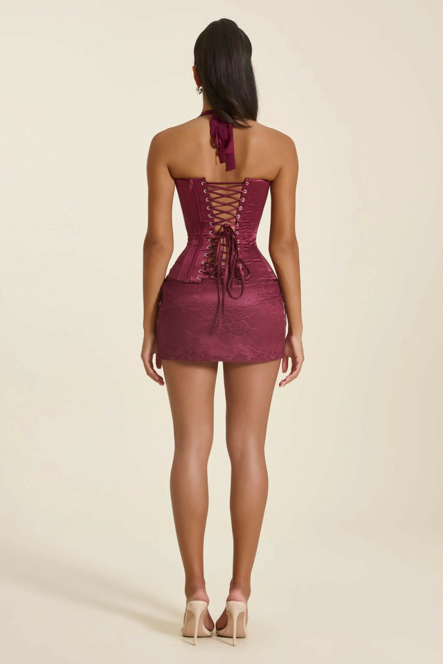 Mars The Label The Maeve Lace Corset & Mini Skirt in Plum