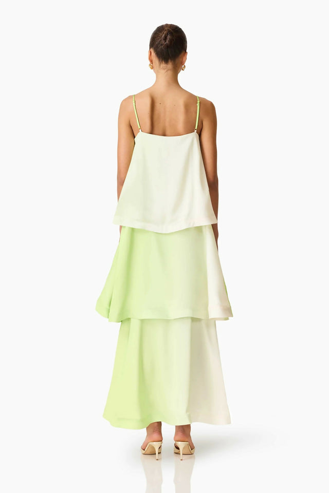 Elliatt Elisia Tiered Gown in Green & Pink Floral