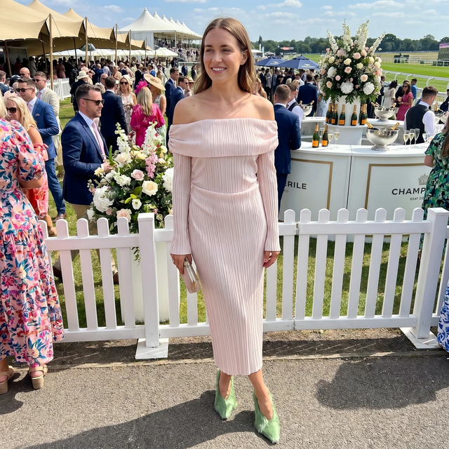 Camilla and Marc Shaw Off Shoulder Dress in Ice Pink