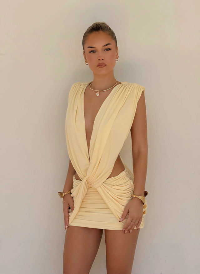 Vivienne Collection Lilou Dress Lemon Yellow Size 8 & 10