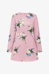 Leo Lin Aliza Long Sleeve Mini Dress Bouquet Print in Pastel Pink view 2