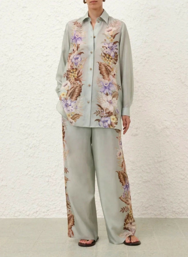 Zimmermann Coco Silk Eelaxed Pant & Shirt Set