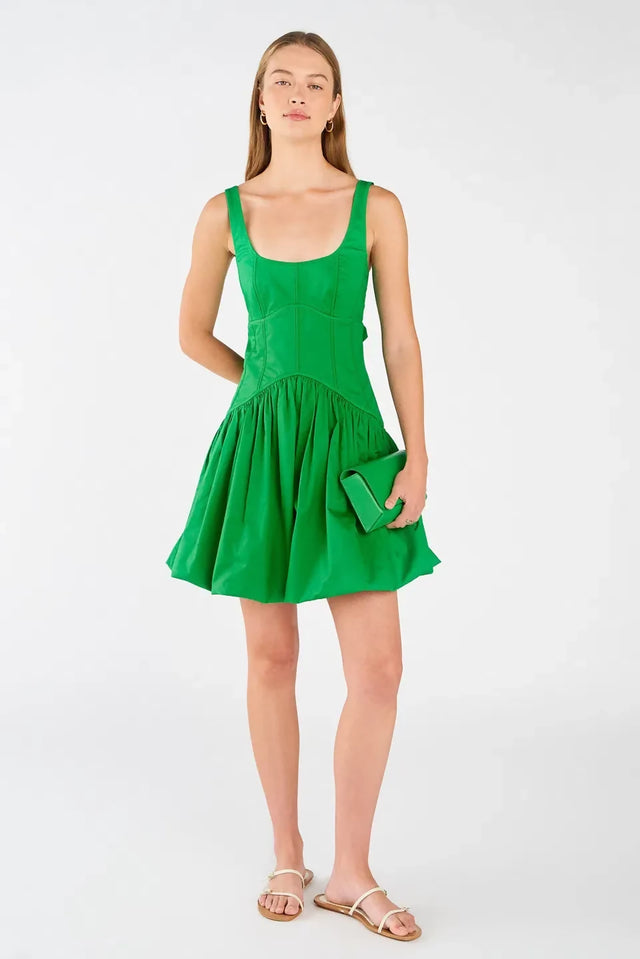 Oroton Short Tie Back Bow Dress Jewel Green Size 8