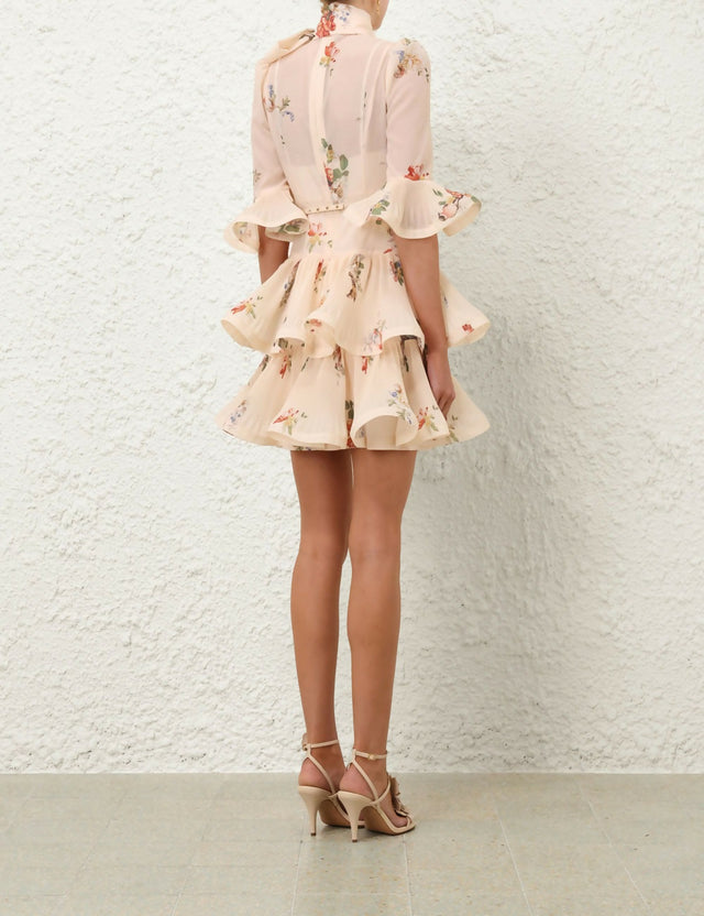 Zimmermann Pleated Sleeved Mini Dress