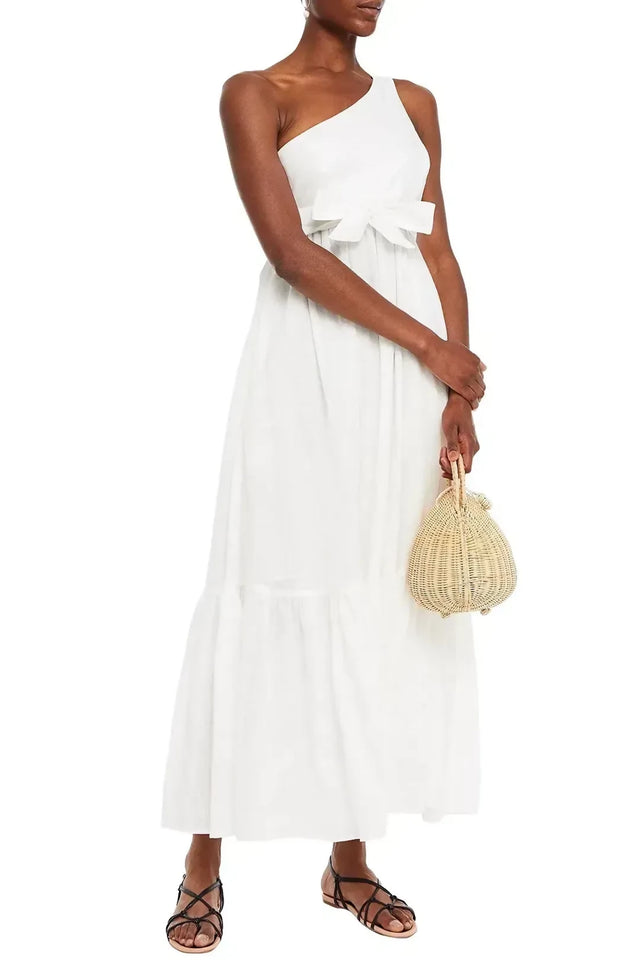 Zimmermann Juliette One Shoulder White Maxi Dress White