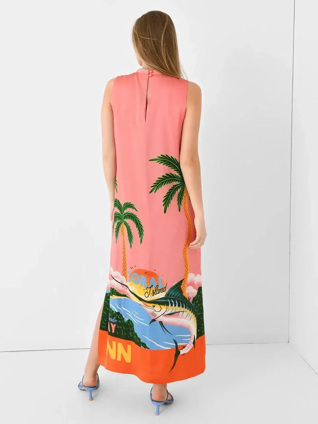 Alemais Paradiso Silk Midi Dress Pink Multi