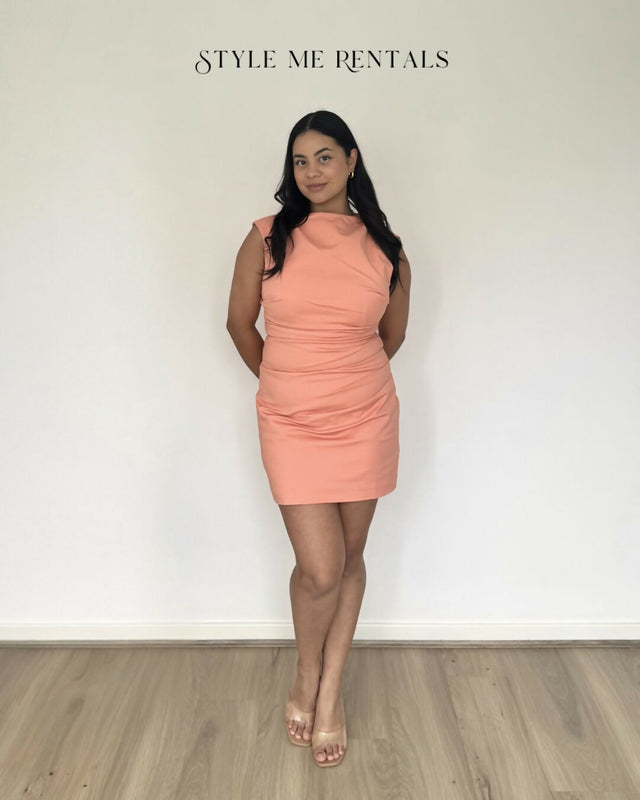 Shona Joy Lani Draped Mini Dress Peach