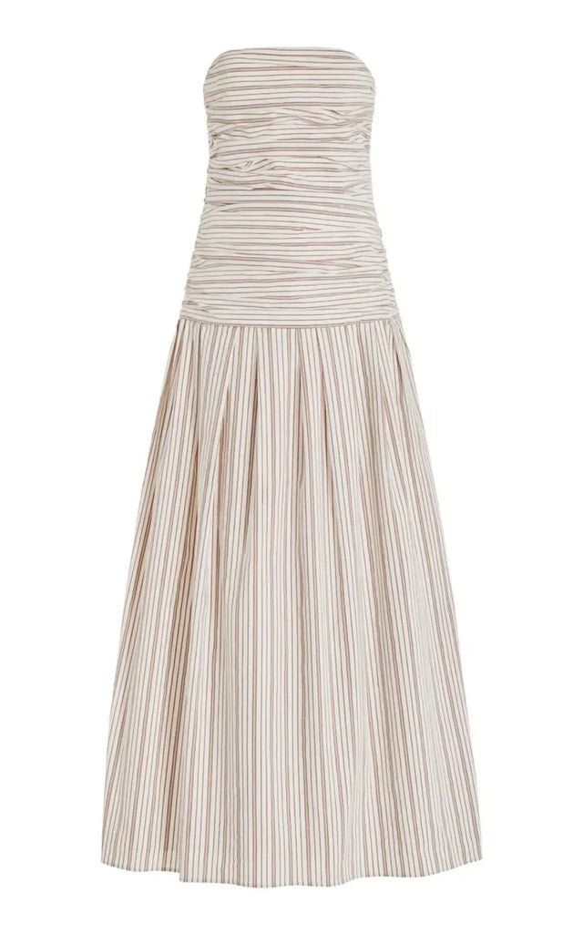 Anna Quan Isadora Strapless Maxi Dress Tobacco Stripe
