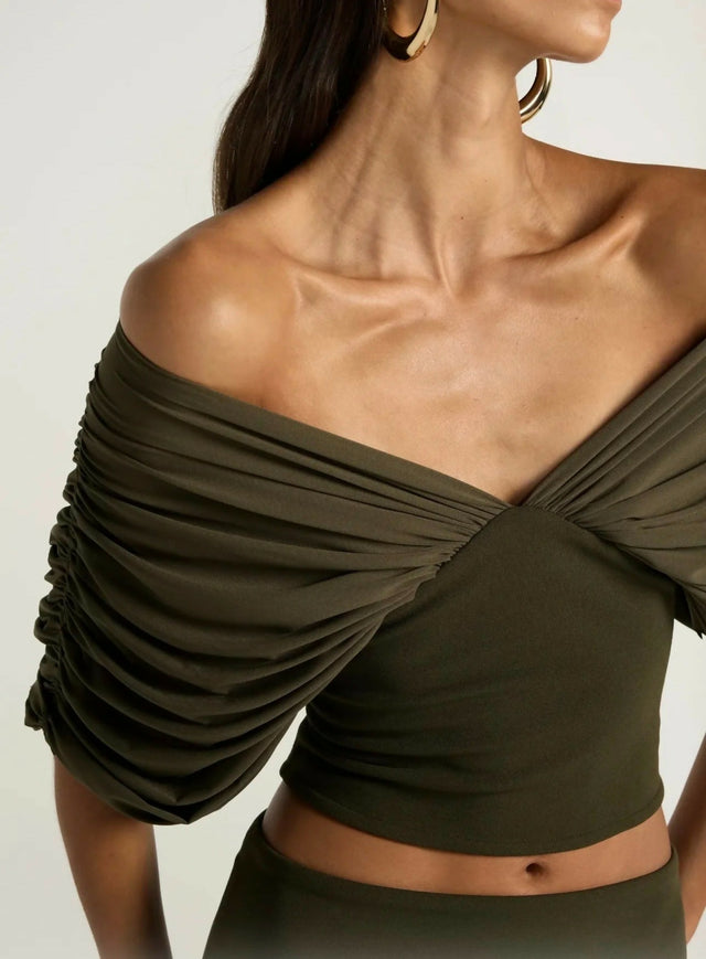 Ance Gria Neve Top & Skirt Set Olive Green Size XS / AU 6 & S / AU 8