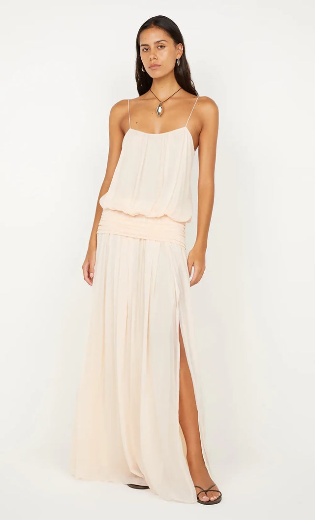 Bec and Bridge Camille Blouson Dress in Peach