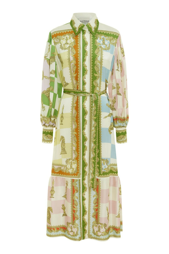 Alemais Checkmate Silk Shirtdress In Multi