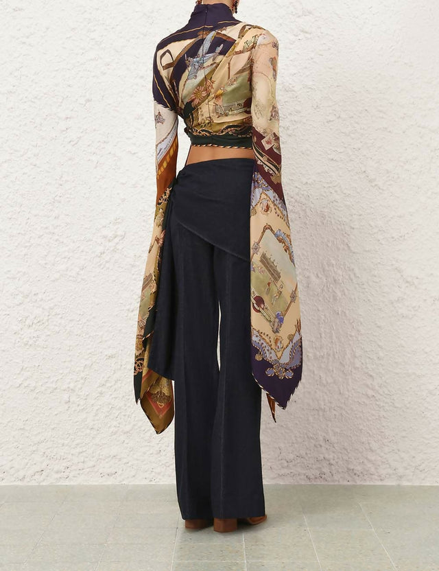 ZIMMERMANN Valiant Draped Denim Flare in Night Sky
