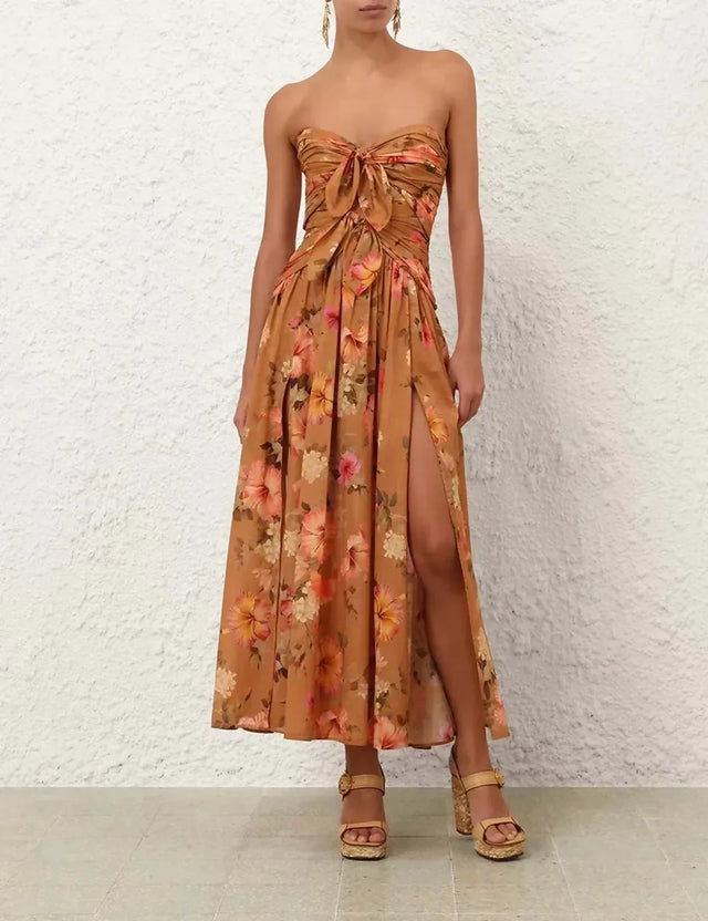 Zimmermann Mahon Tie Front Midi Dress