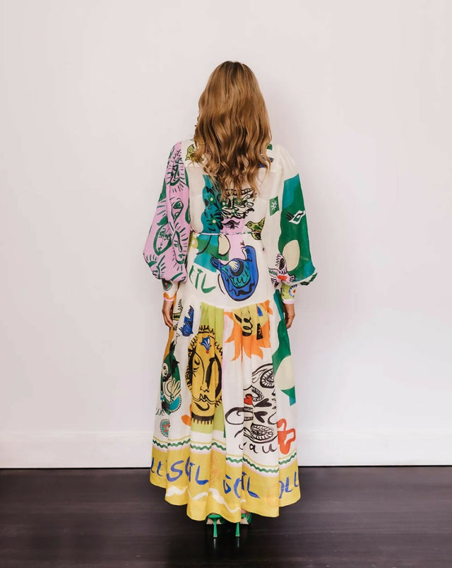 Alemais Soleil Patchwork Shirt Dress Multi Print