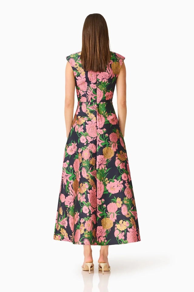 Elliatt Eclore V-Neck Maxi Dress - Pink & Black Floral