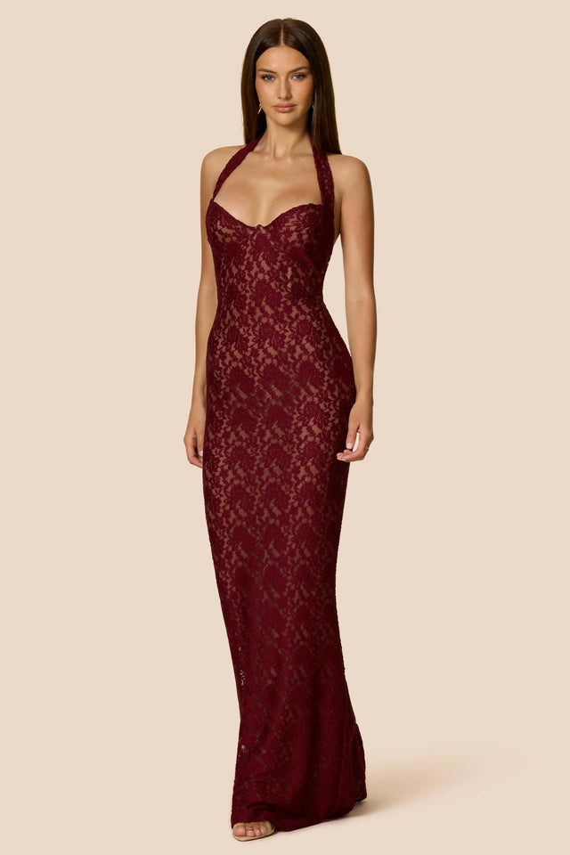 NOOKIE Mystique Halter Gown (Wine)