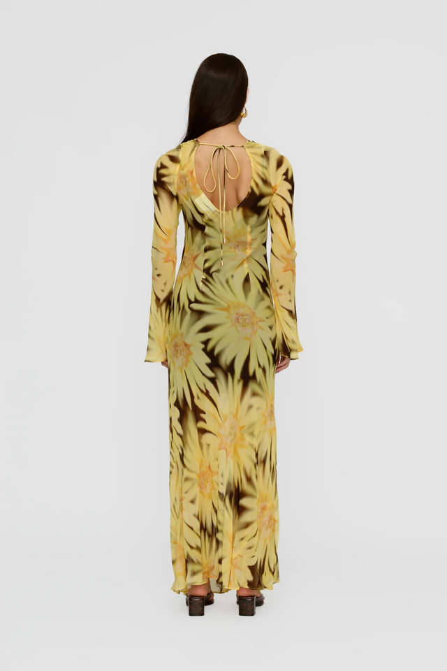 The Wolf Gang Lottie Maxi Dress Chocolate Sunflower