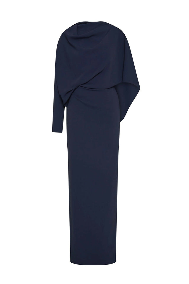 Rachel Gilbert Amaris Maxi Cape Gown in Navy