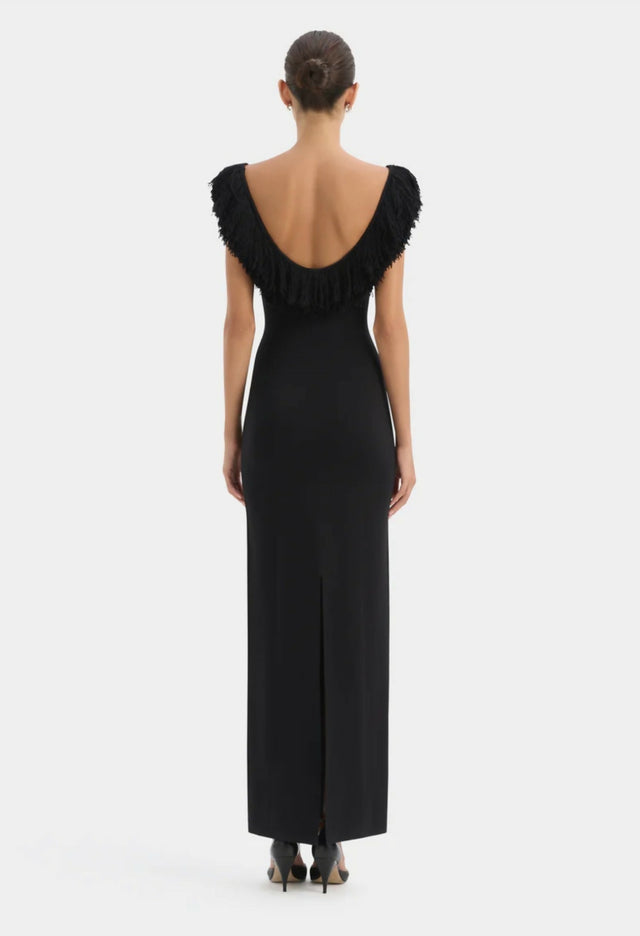 SIR Marcelline Fringe Gown Maxi Dress Black Size 1 / AU 8 & 0 / AU 6