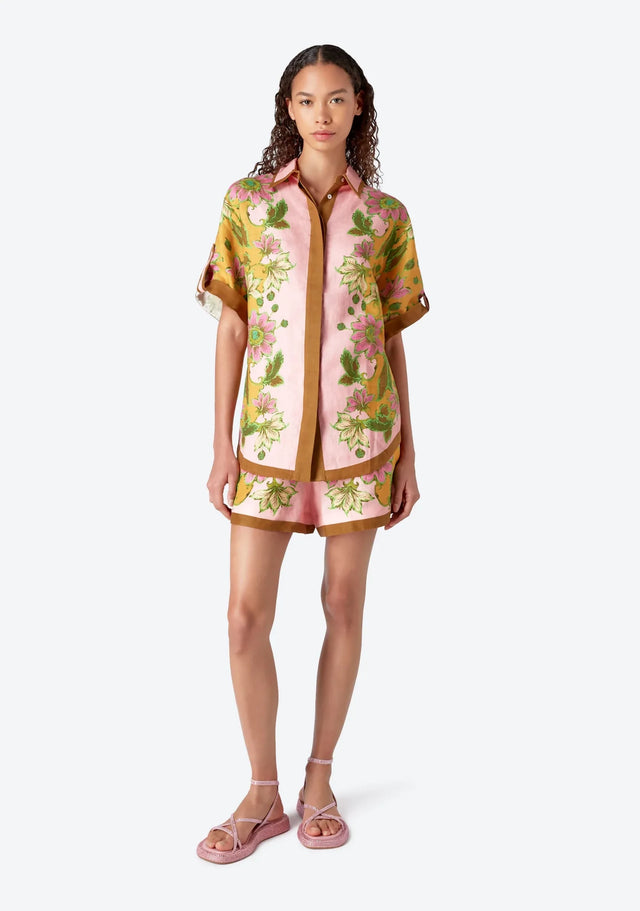Alemais Winnie Floral Spliced Pink Shirt and Short Two Piece Set Print