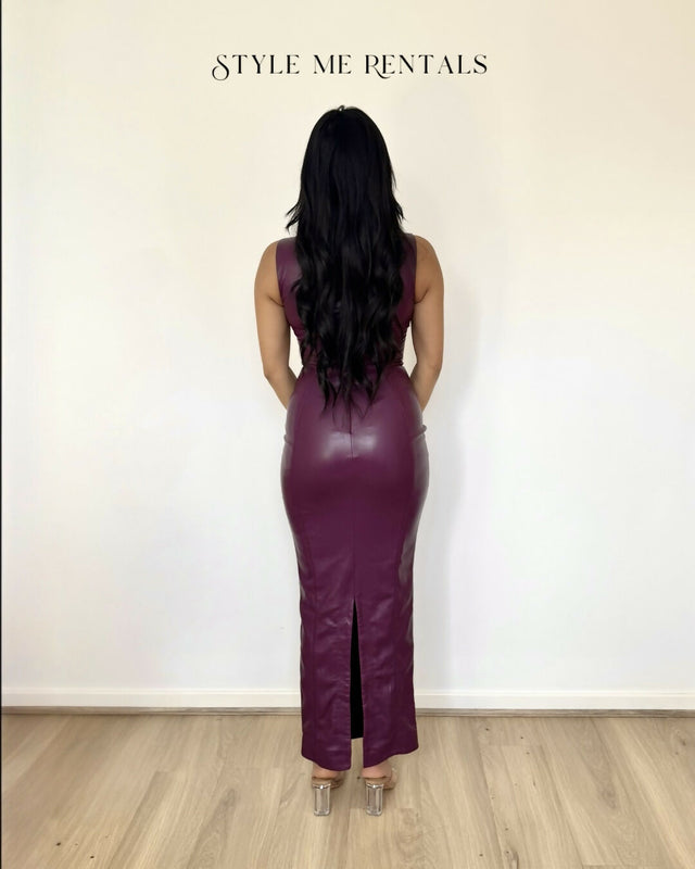House of CB Sahara Vegan Leather Maxi Dress Merlot