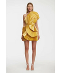 Acler Abbotsford Mini Dress Honey Gold Metallic - 8 / Yellow - Dresses