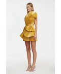 Acler Abbotsford Mini Dress Honey Gold Metallic - 8 / Yellow - Dresses