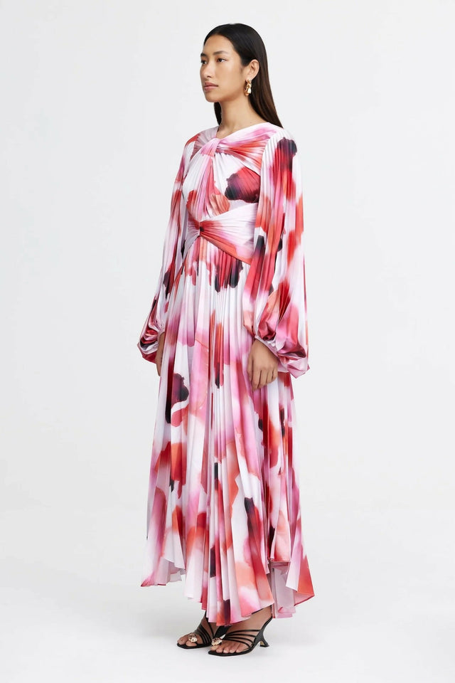 Acler Dailley Midi Dress Plum Watercolour Size 16 - 16 / Multi - Dresses