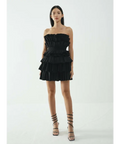 Acler Elsher Strapless Tiered Mini Dress Black Size 10 - 10 / Black - Dresses